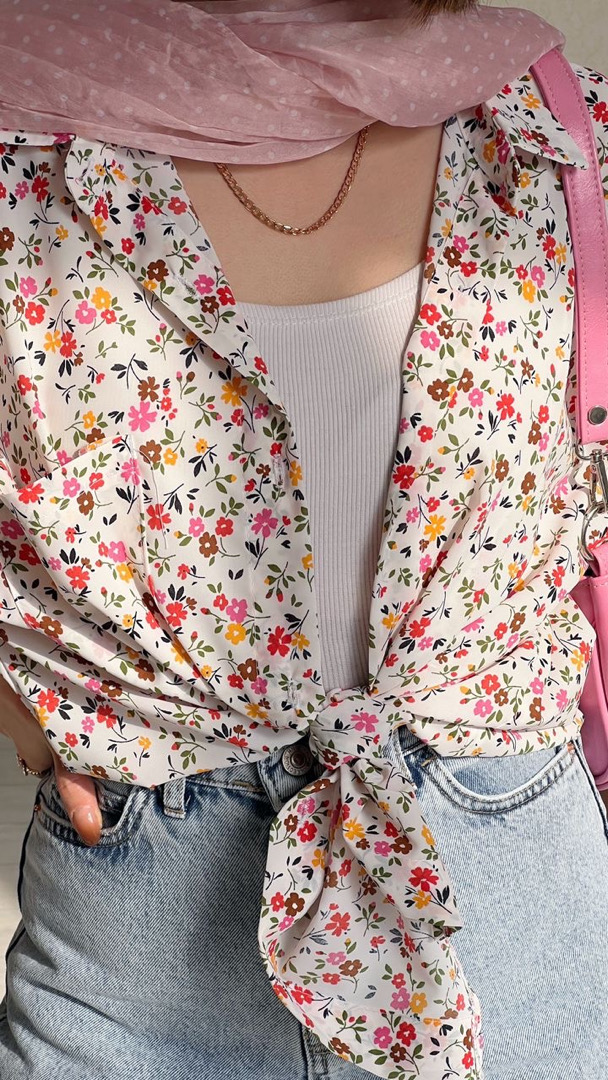 شومیز گل نقاش سفید