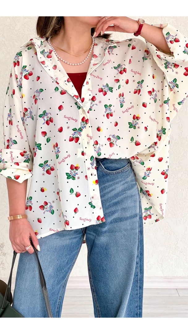 شومیز فروت طرح توت فرنگی