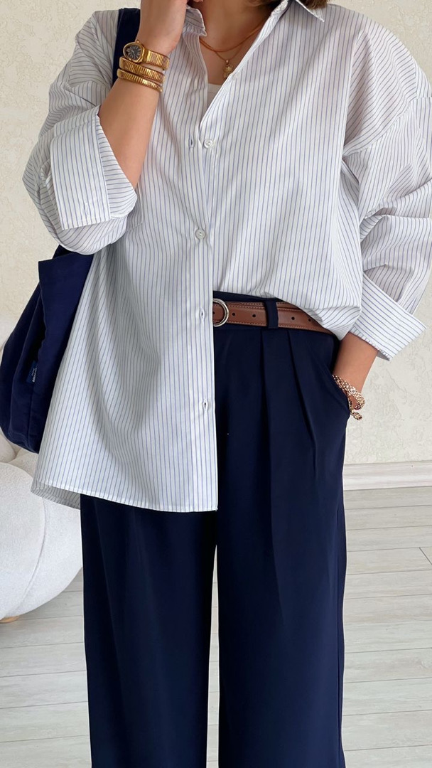 شومیز راه راه سفید