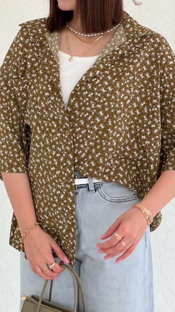 شومیز گل زیتون