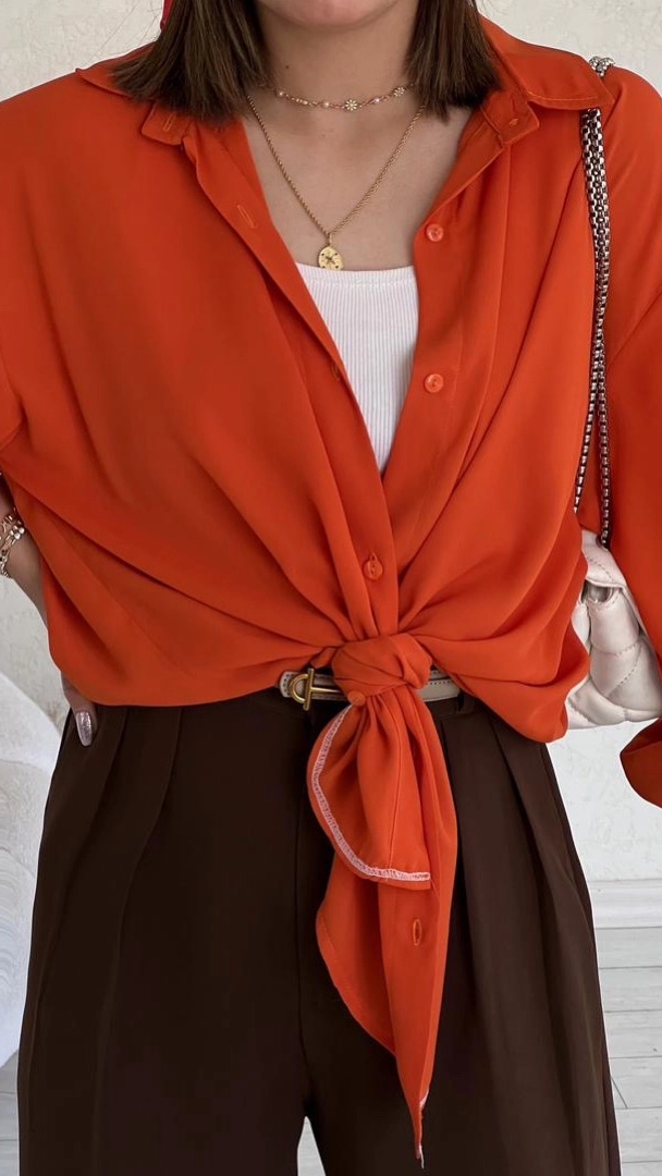 شومیز حریر پرتقالی