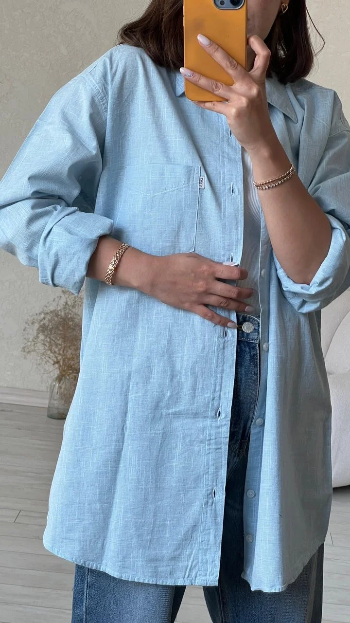 شومیز ساده آبی Zara