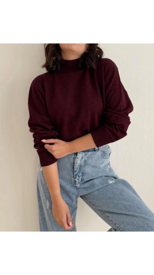 یقه اسکی ساده زرشکی