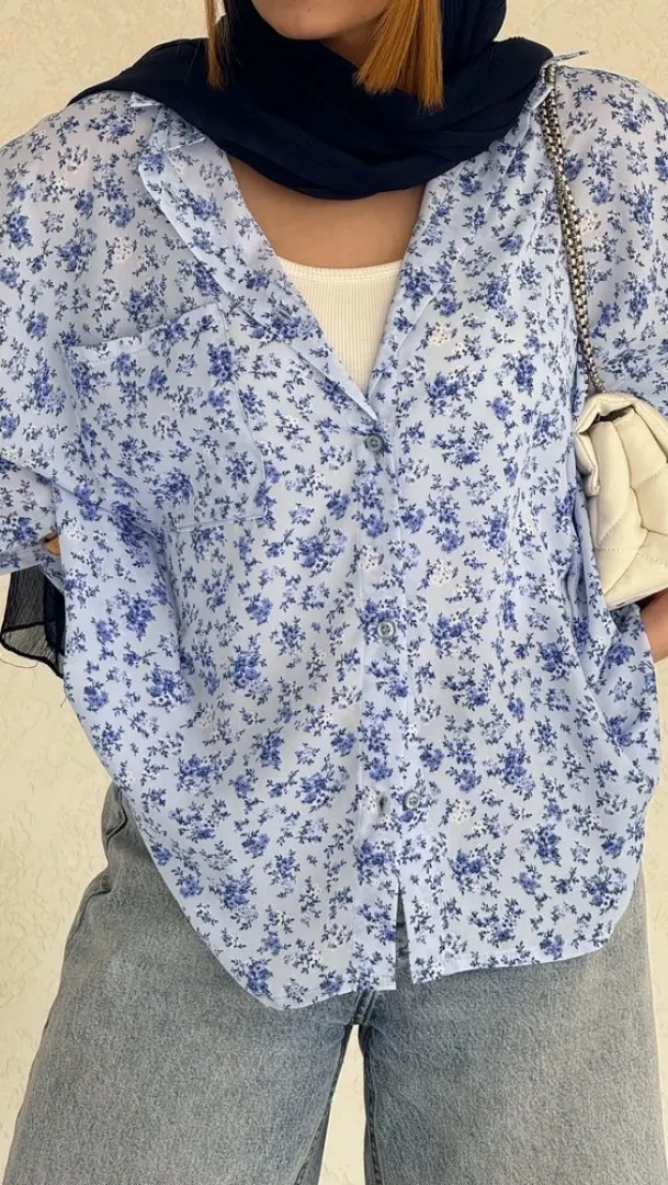 شومیز بهار طرح گل ابر