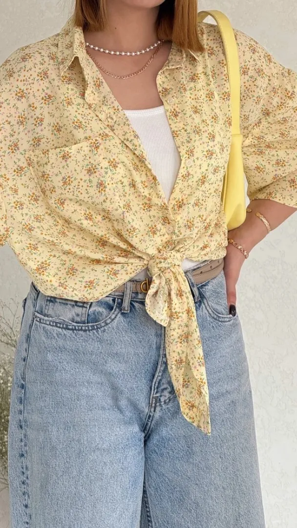 شومیز بهار طرح گل خورشید