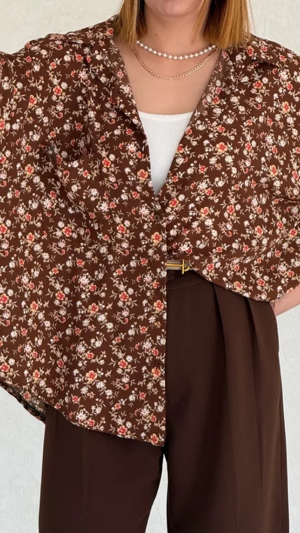 شومیز بهار طرح گل موکا