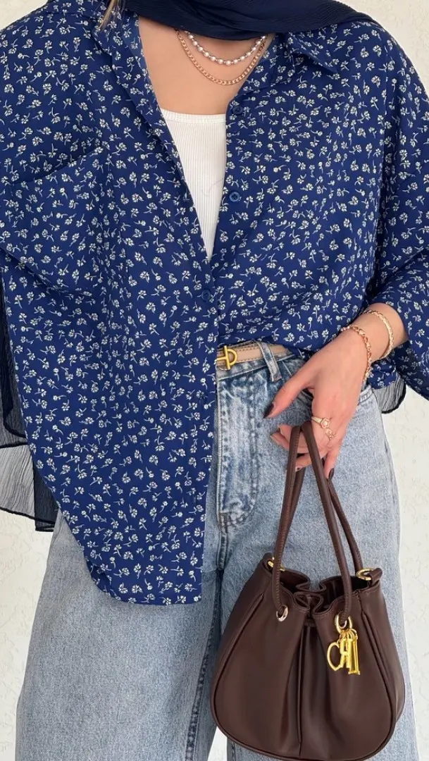 شومیز بهار طرح گل کاربن