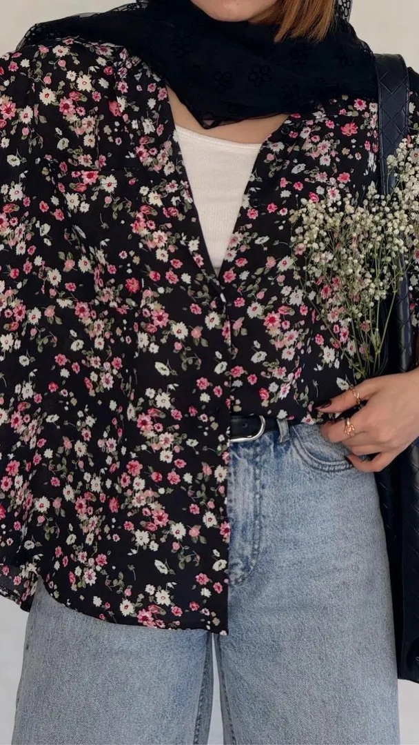 شومیز بهار طرح گل کویین