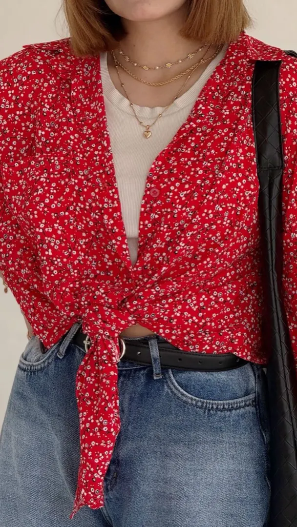 شومیز بهار طرح گل میخک