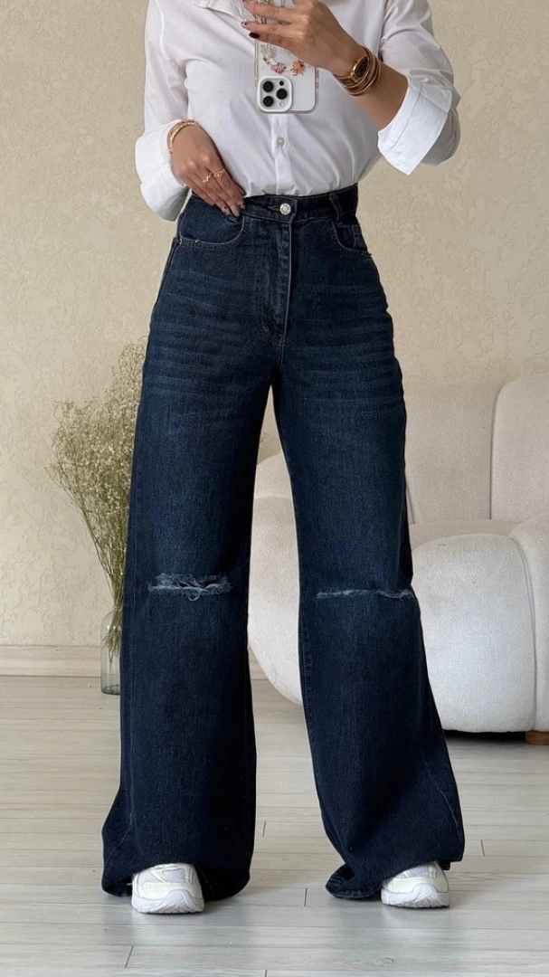 شلوار فول بگ تیره زاپ دار