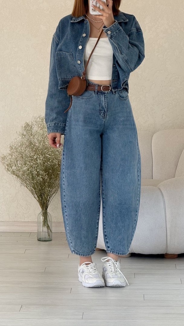 شلوار جبن بالونی آبی روشن