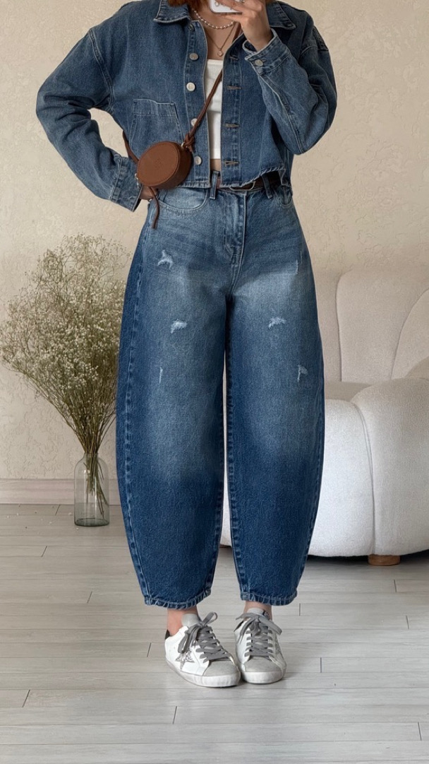 شلوار جبن بالونی آبی تیره