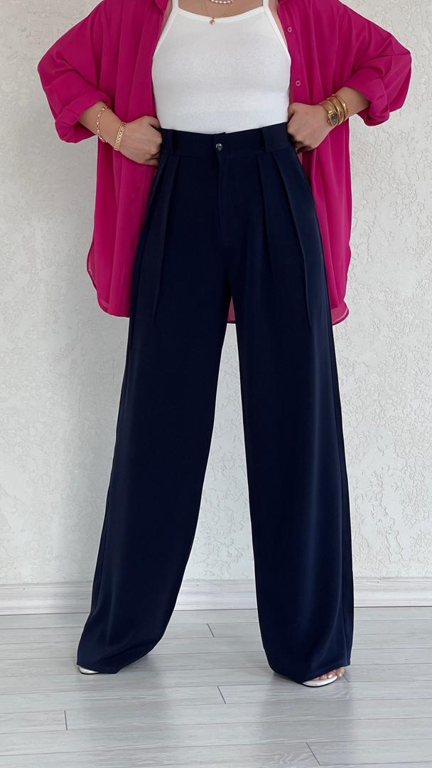 شلوار کرپ سرمه ای مرلی