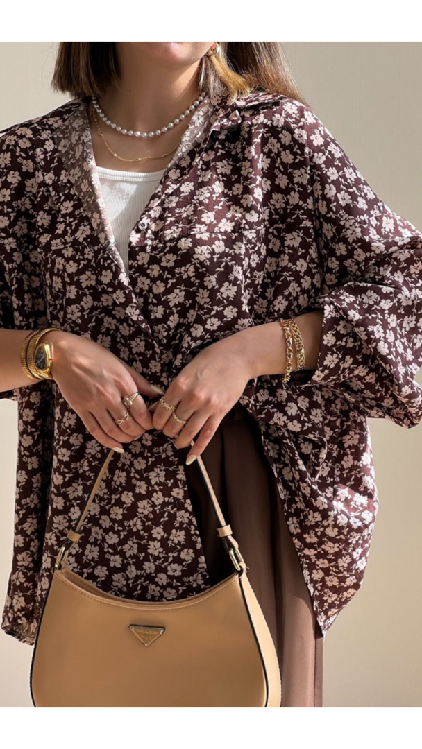 شومیز پروانه طرح قهوه