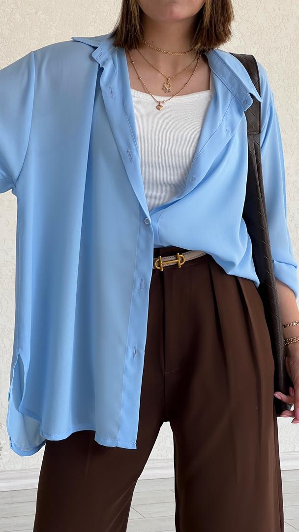 شومیز حریر آبی