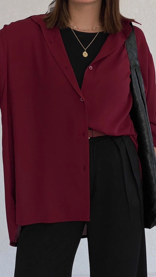 شومیز حریر زرشکی