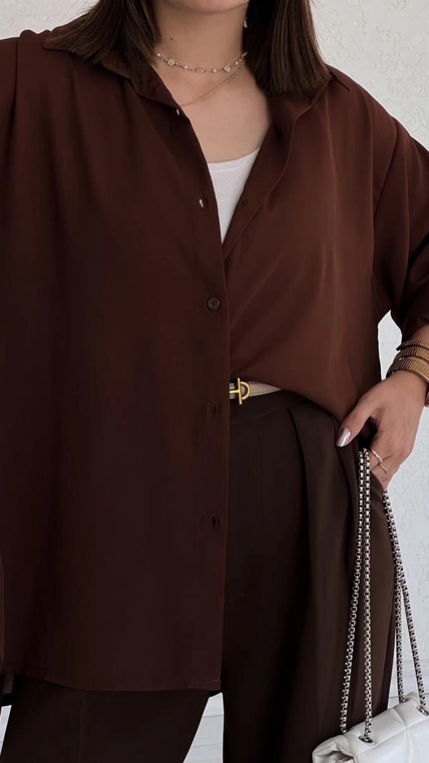 شومیز حریر قهوه ای