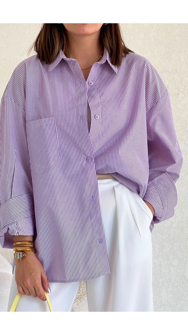 شومیز راه راه یاسی