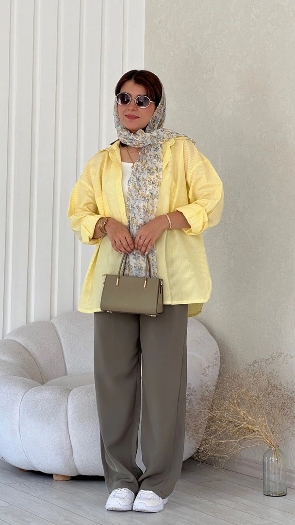 شومیز راه راه زرد