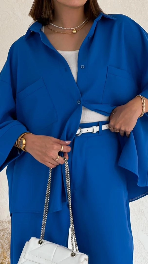 ست شومیز شلوار آبی راوی