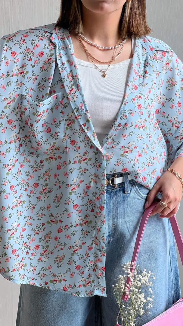 شومیز گل بلوبل