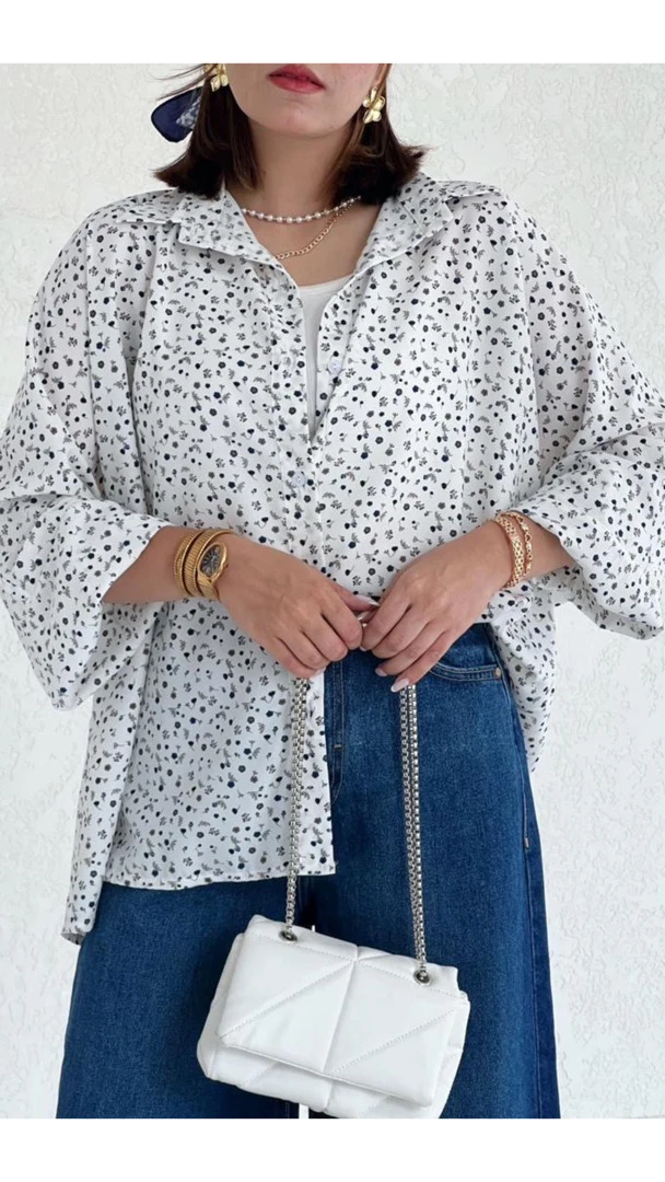 شومیز گلی طرح مروارید