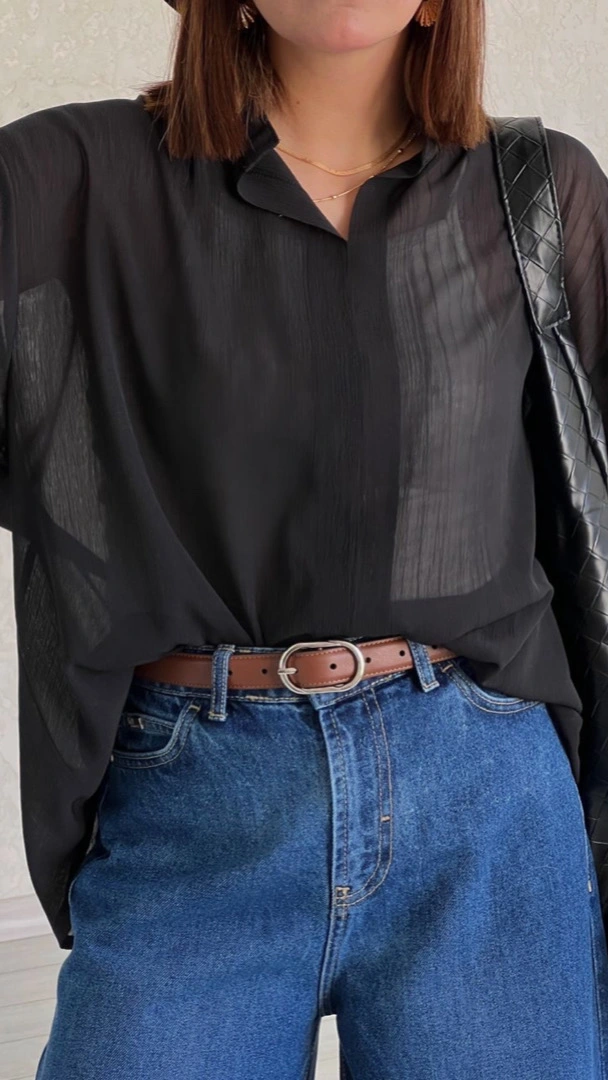 شومیز حریر مشکی قاصدک