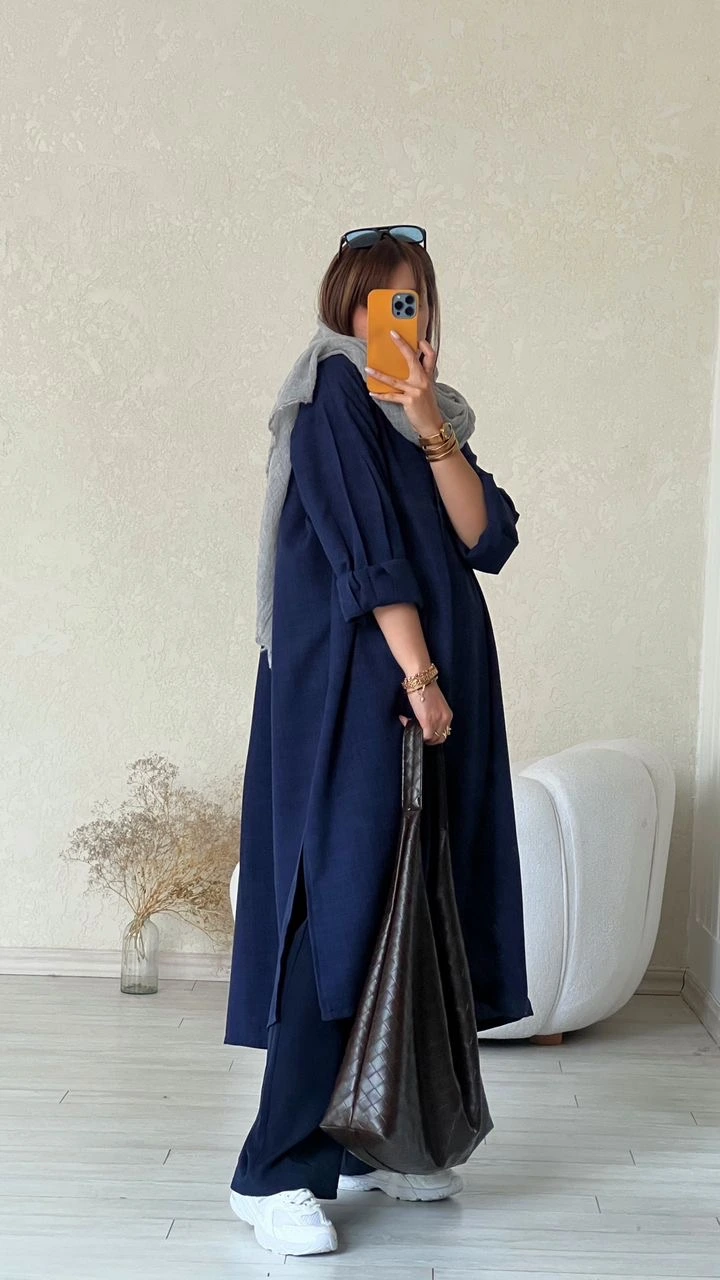 مانتو دانشجویی سرمه ای