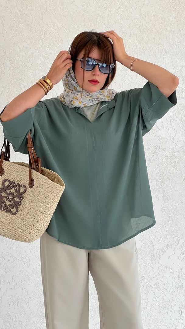 شومیز حریر قاصدک سبز