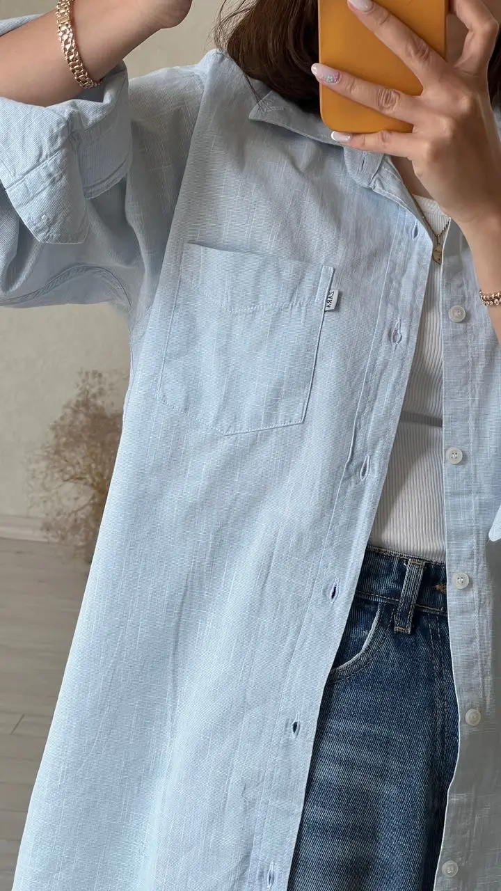 شومیز ساده آبی فیلی Zara