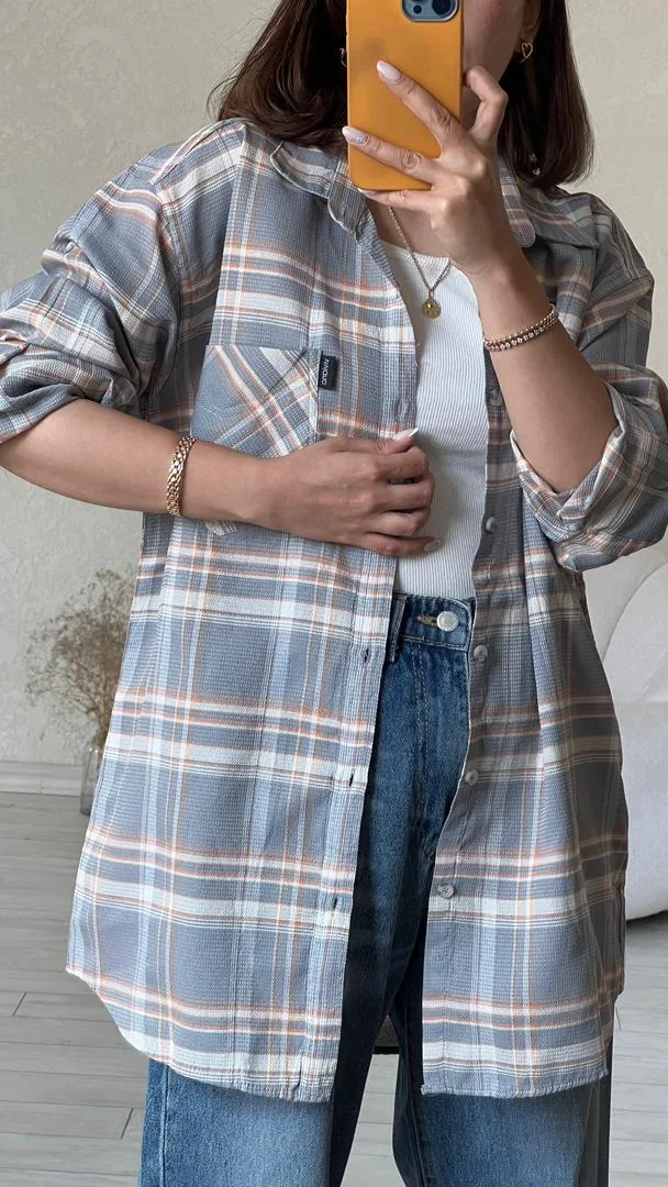 شومیز کنفی پلاس سایز طوسی تیره