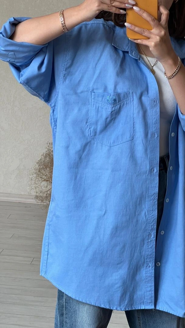 شومیز پلاس آبی ساده