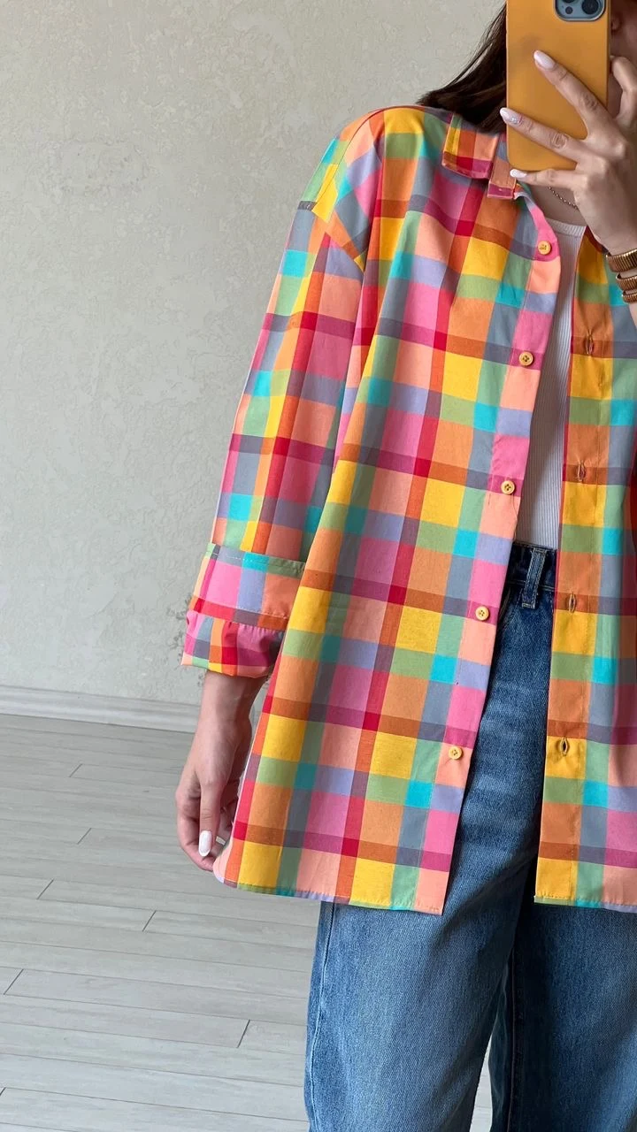 شومیز چارخونه رنگی