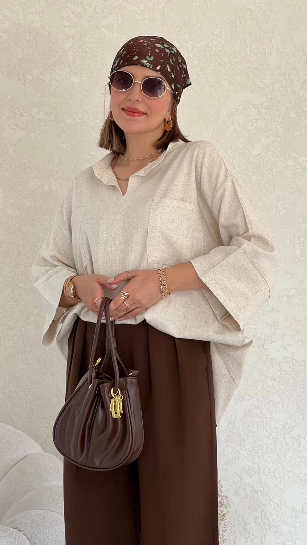 شومیز لینن استخوانی قاصدک