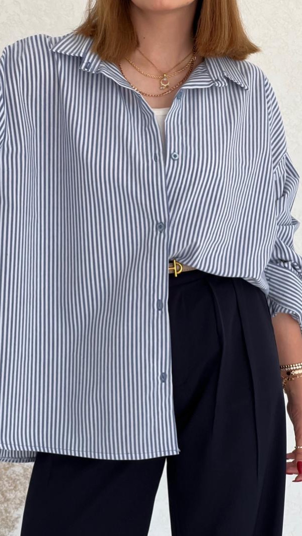 شومیز پنبه آبی