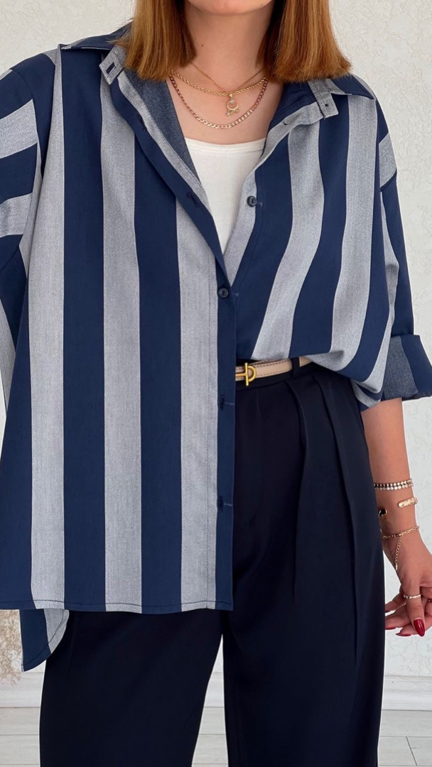 شومیز پنبه سرمه ای