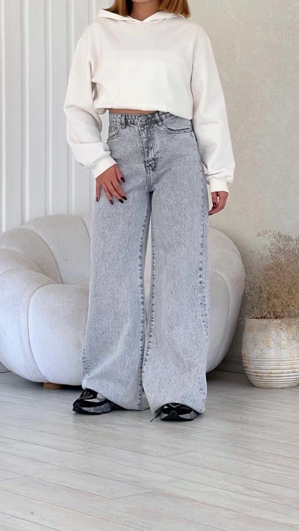 شلوار فول بگ طوسی