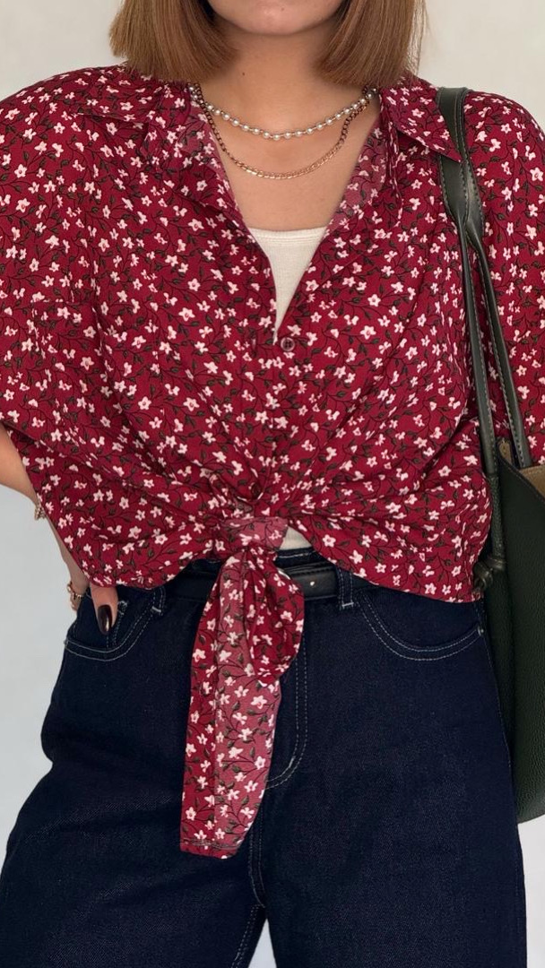 شومیز بهار طرح گل آیریس