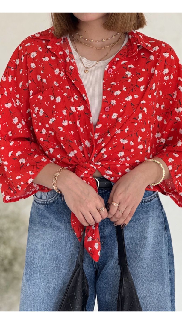 شومیز بهار طرح گل پنسی