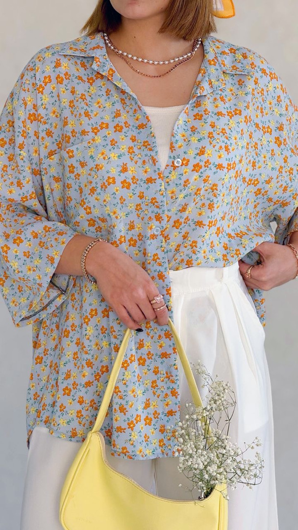 شومیز بهار طرح گل هیمالیا