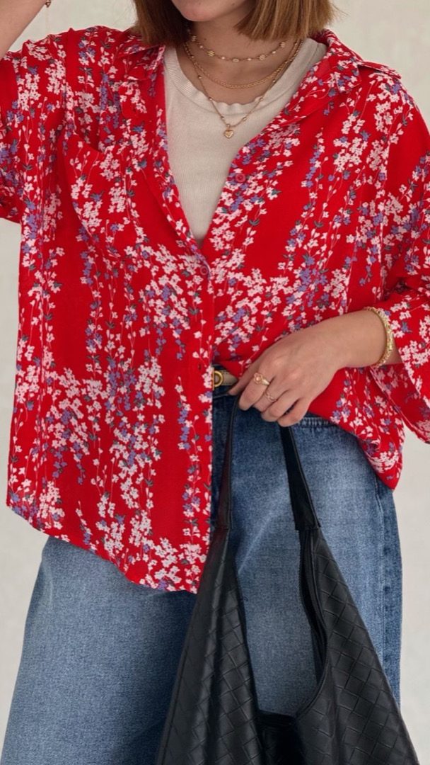 شومیز بهار طرح گل آمارلیس