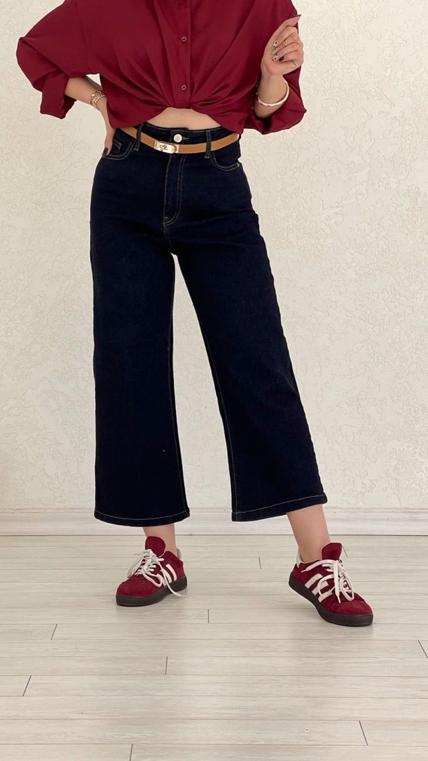 شلوار واید لگ سرمه ای