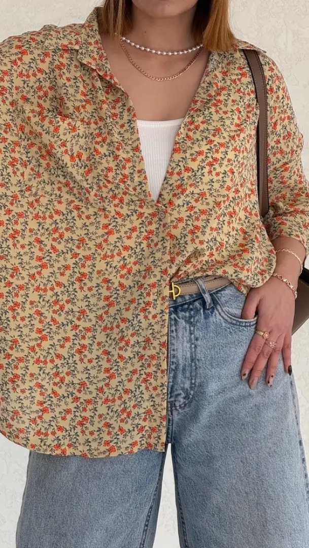 شومیز بهار طرح گل بهارنارنج