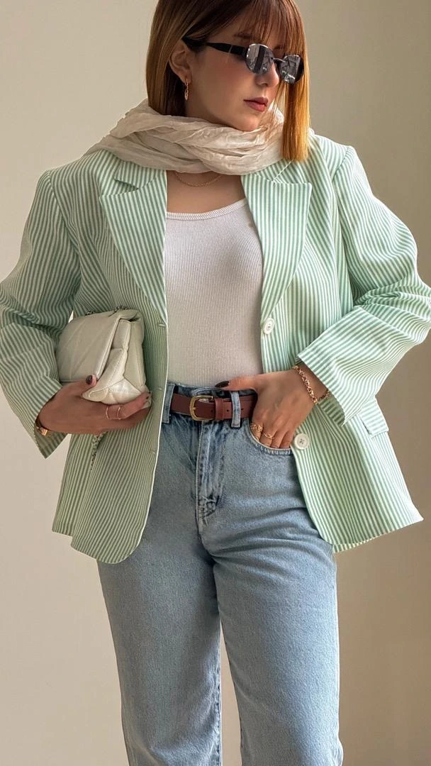 کت راه راه سبز