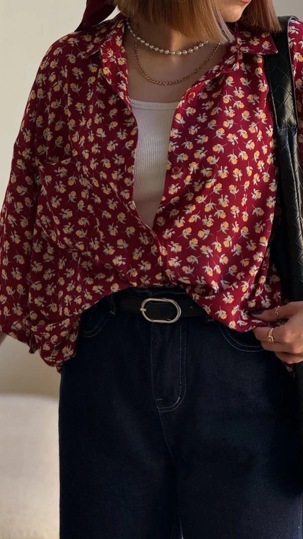 شومیز بهار طرح گل بگونیا