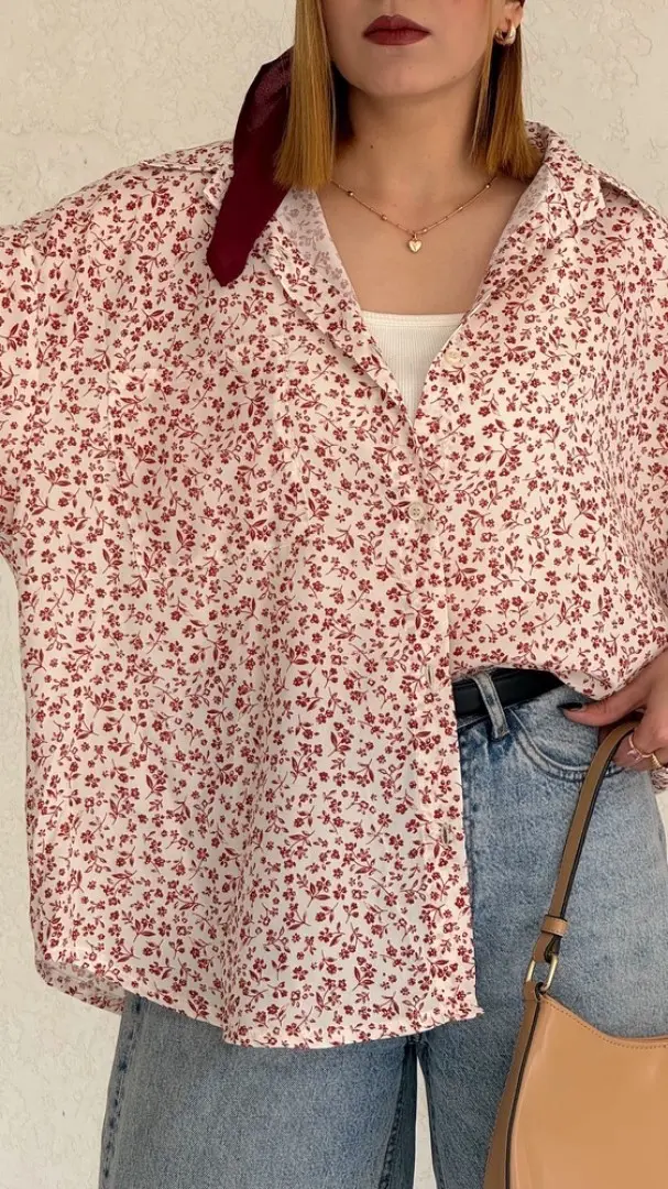 شومیز بهار طرح گل عروس