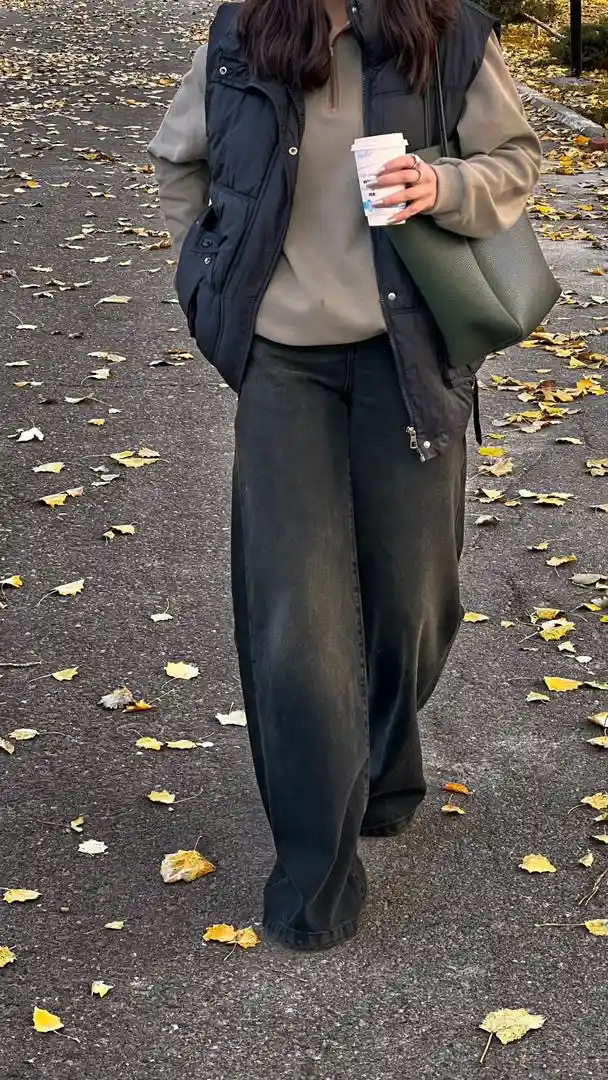 شلوار فول بگ زیتونی