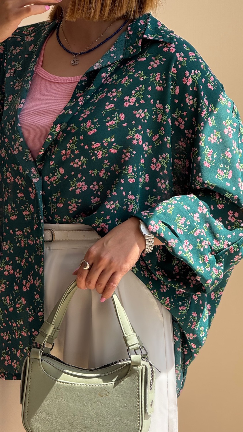 شومیز پروانه طرح گل خیال