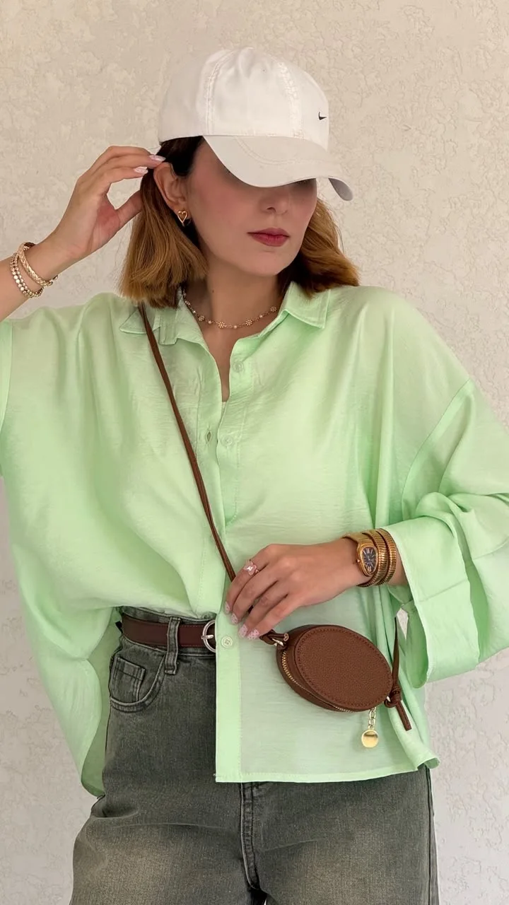 شومیز رنگین کمان سبز ❌ایرادی❌